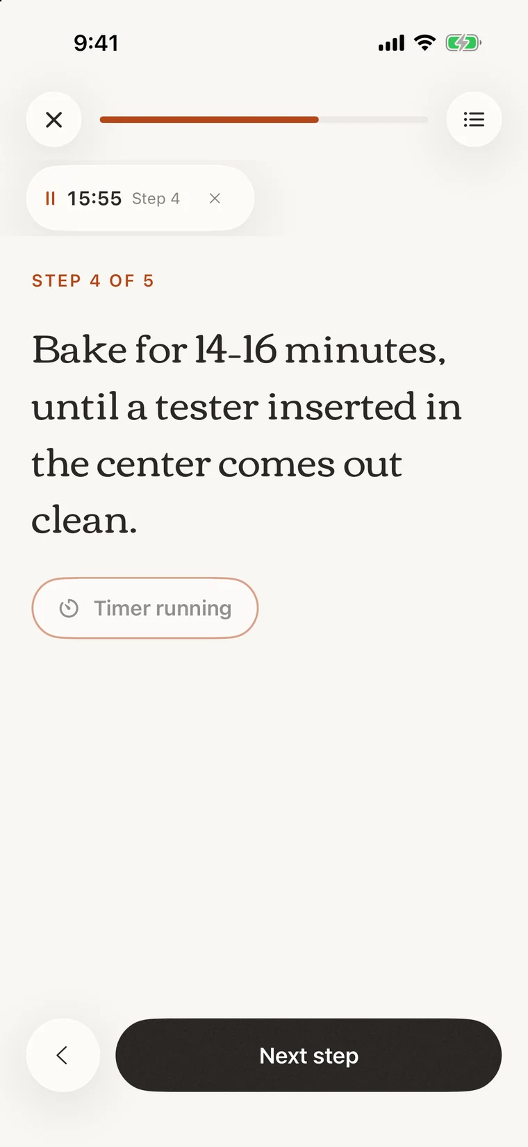 Marmalade cook mode on step 4 of 5 with a 16 minute timer running