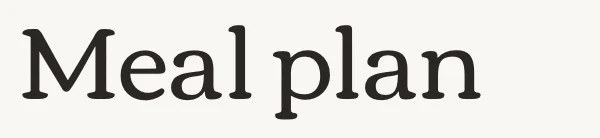 The heading Meal plan in the app's serif