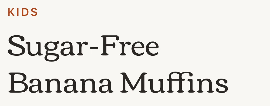 A small-caps category label above a recipe title in the app's serif