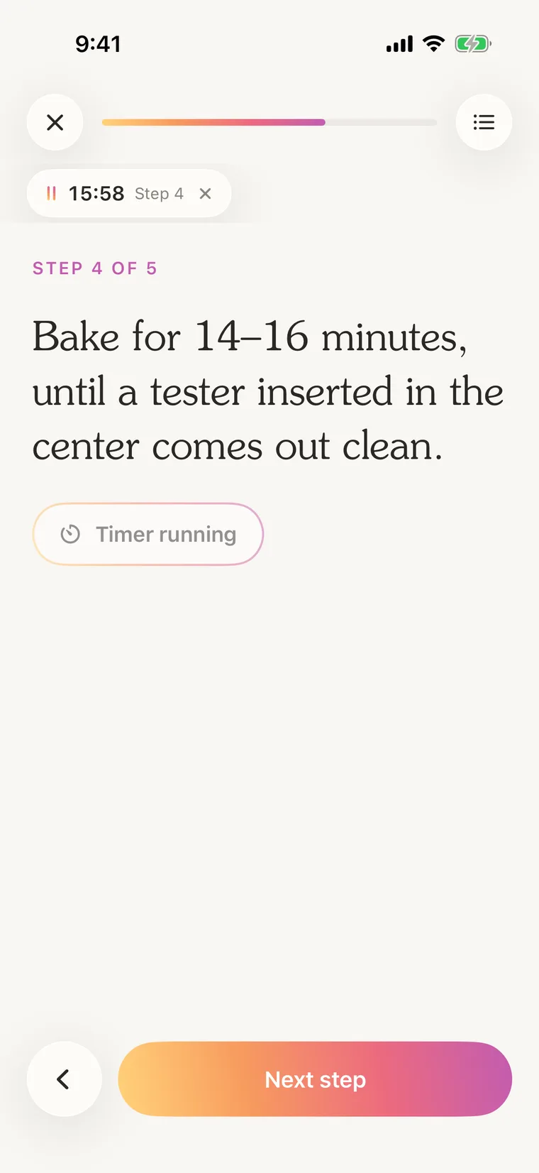 Mystic cook mode on step 4 of 5 with a 16 minute timer running